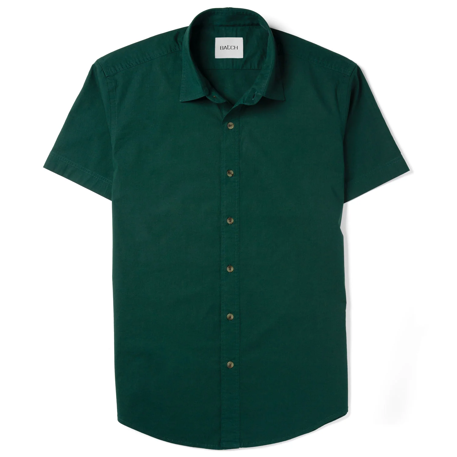 Essential Spread Collar Short Sleeve Casual Shirt - Evergreen Stretch Cotton Poplin - Image 2