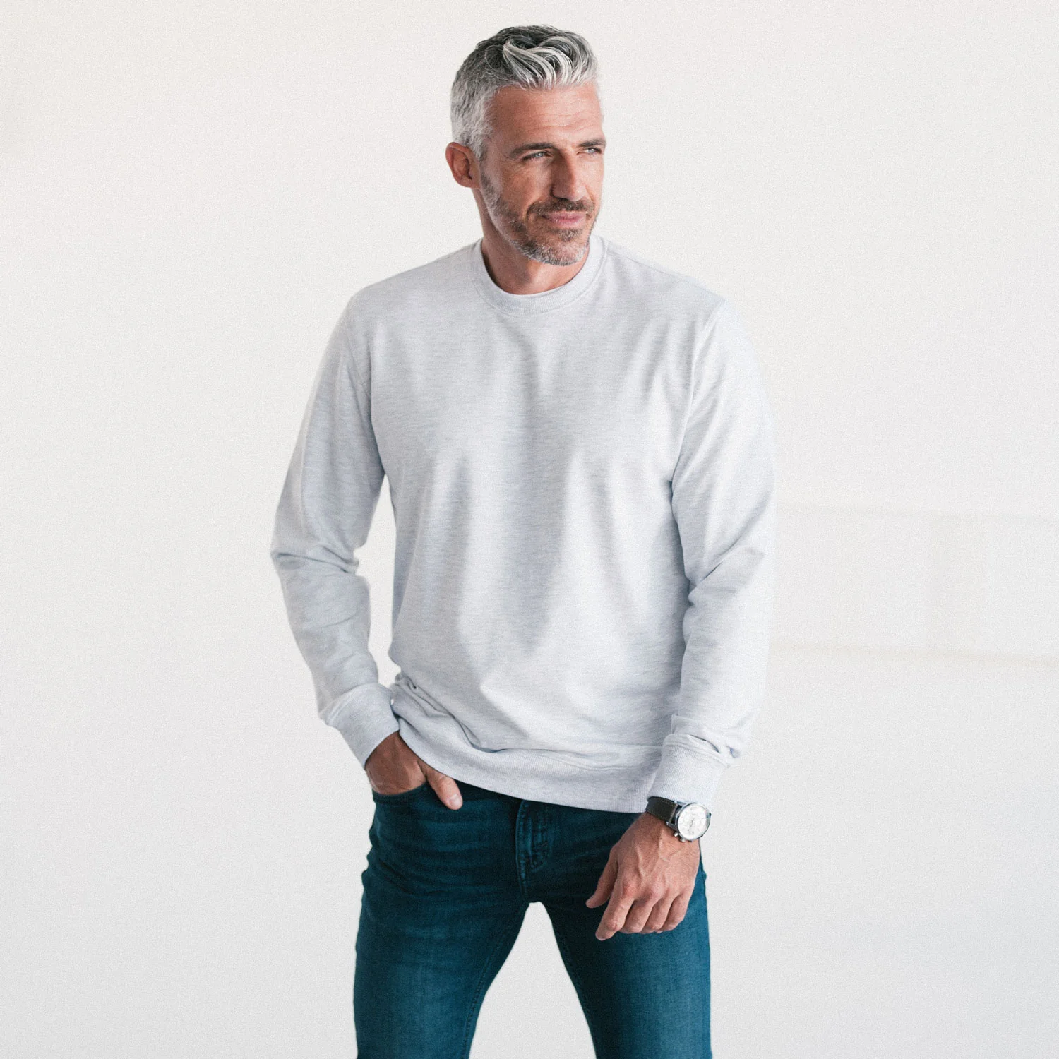 Essential Sweatshirt – Cloud Gray Melange French Terry - Image 4