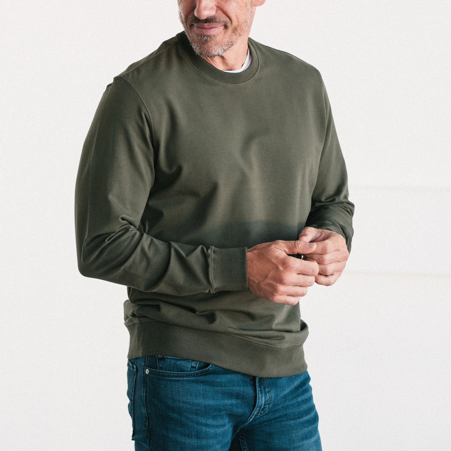 Essential Sweatshirt – Olive Green French Terry - Image 4