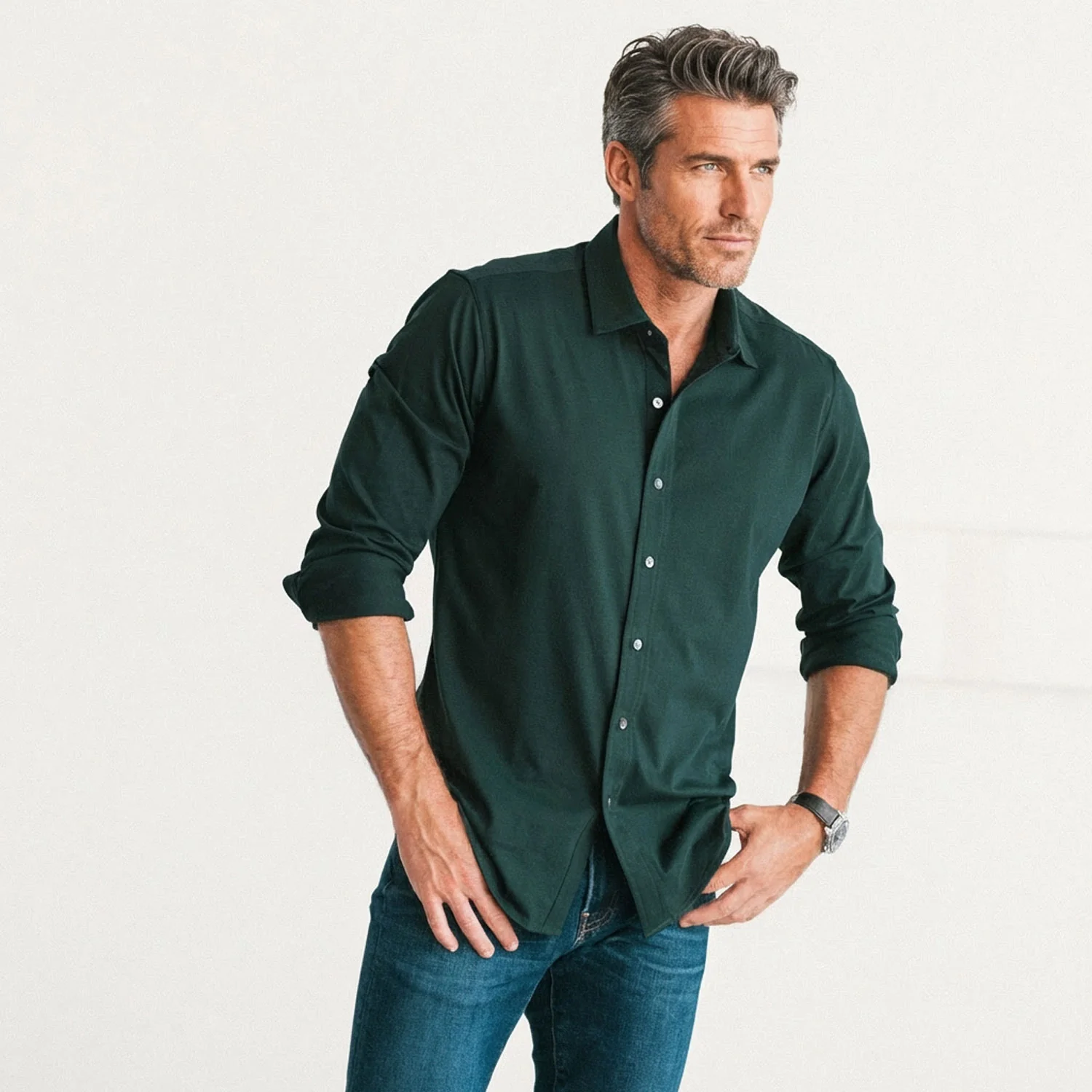T-Shirt Shirt - Dark Forest Green Cotton Jersey - Image 5