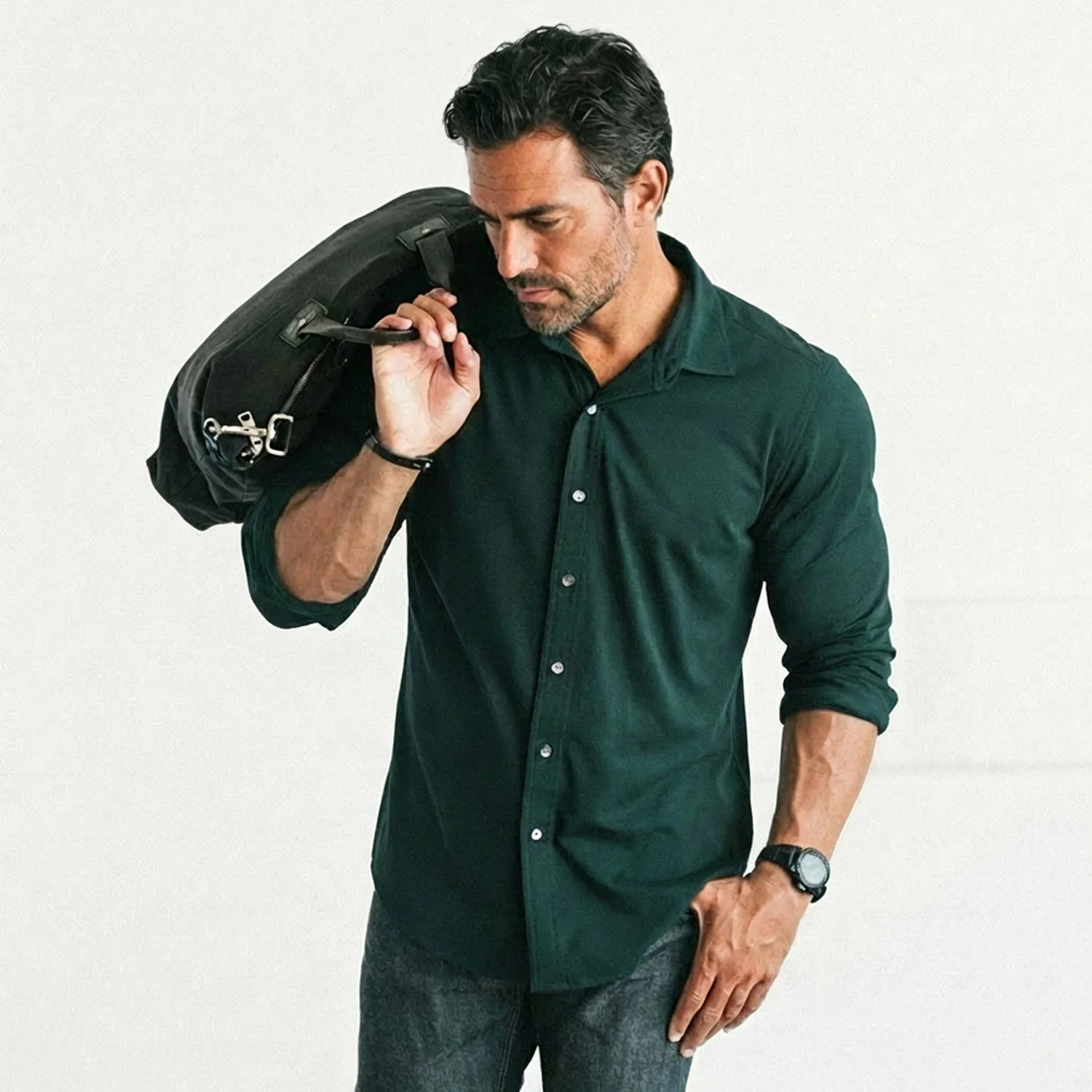 T-Shirt Shirt - Dark Forest Green Cotton Jersey - Image 6