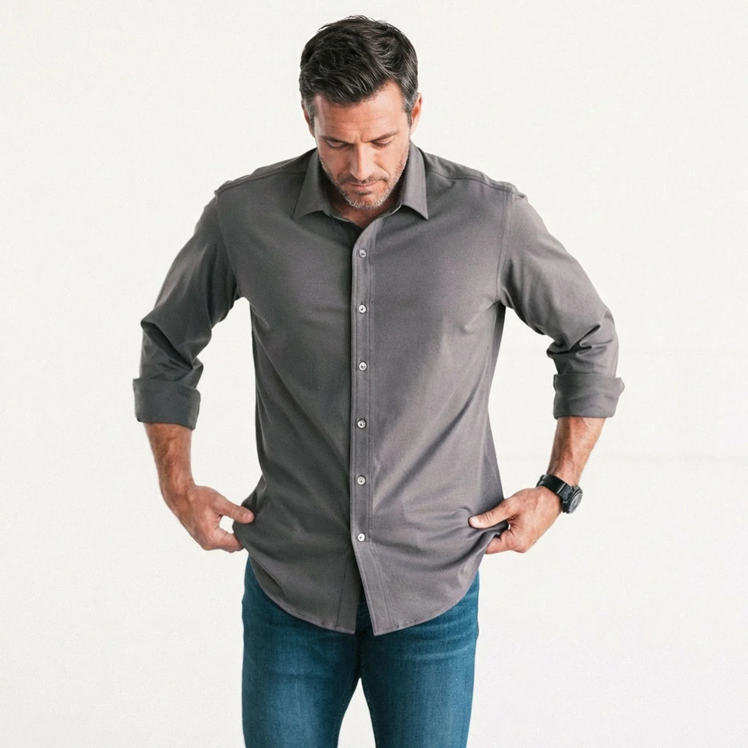 T-Shirt Shirt - Slate Gray Cotton Jersey - Image 5