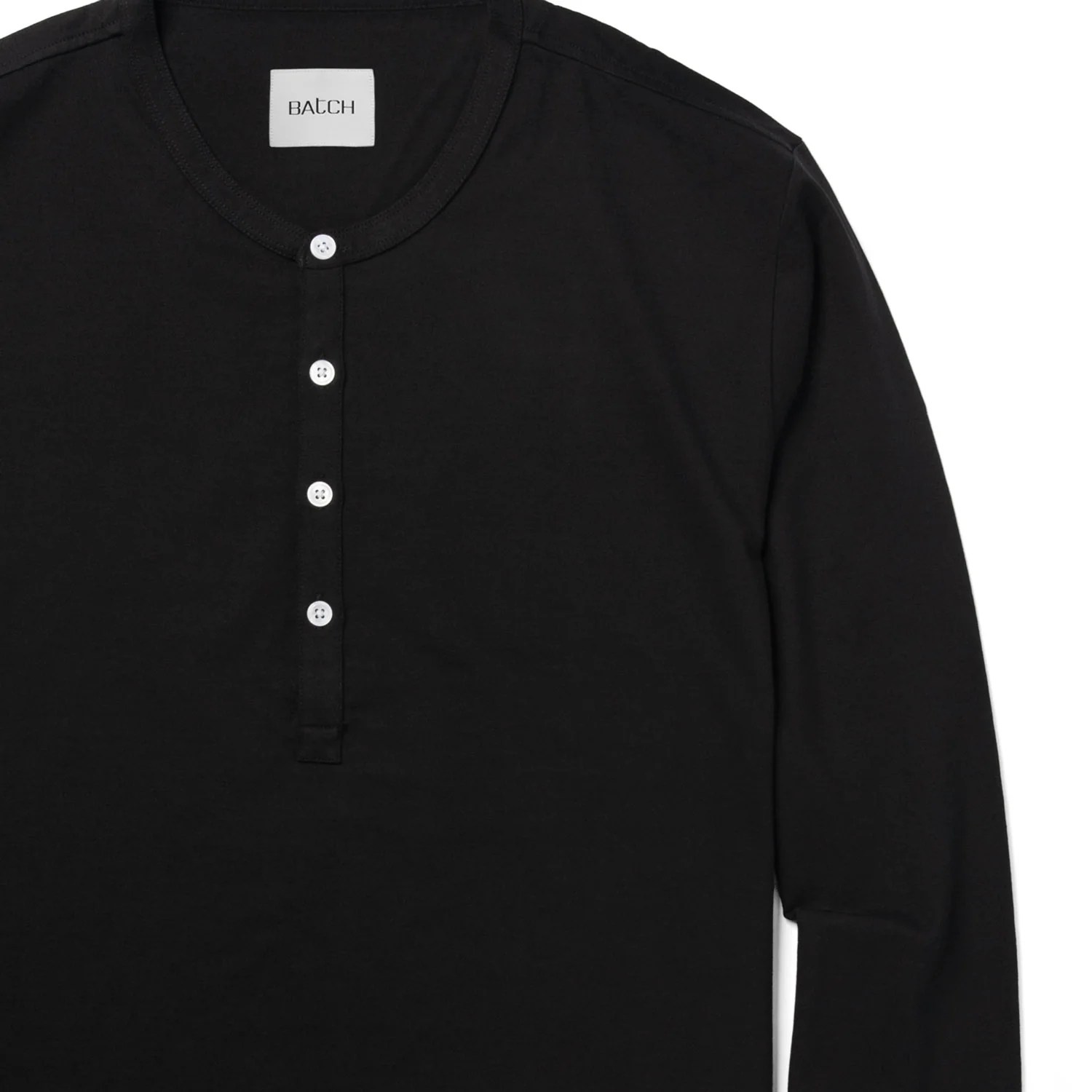 Essential WB Henley Shirt – Black Cotton Jersey - Image 3