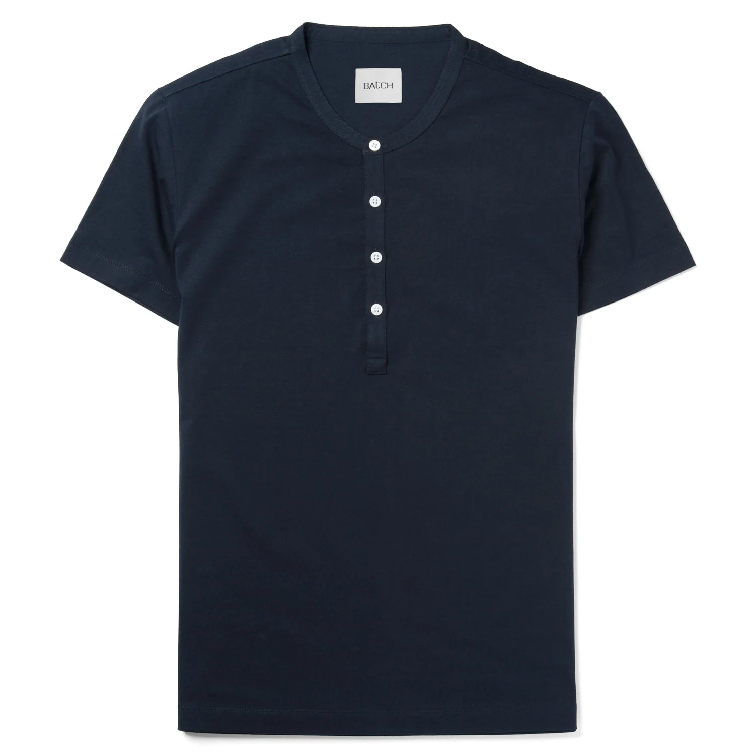 Essential WB Short Sleeve Henley Shirt – Navy Cotton Jersey - Image 2