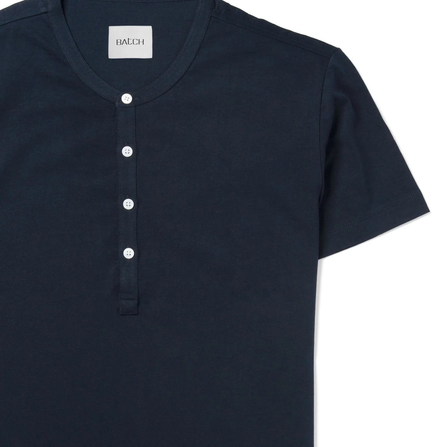 Essential WB Short Sleeve Henley Shirt – Navy Cotton Jersey - Image 3