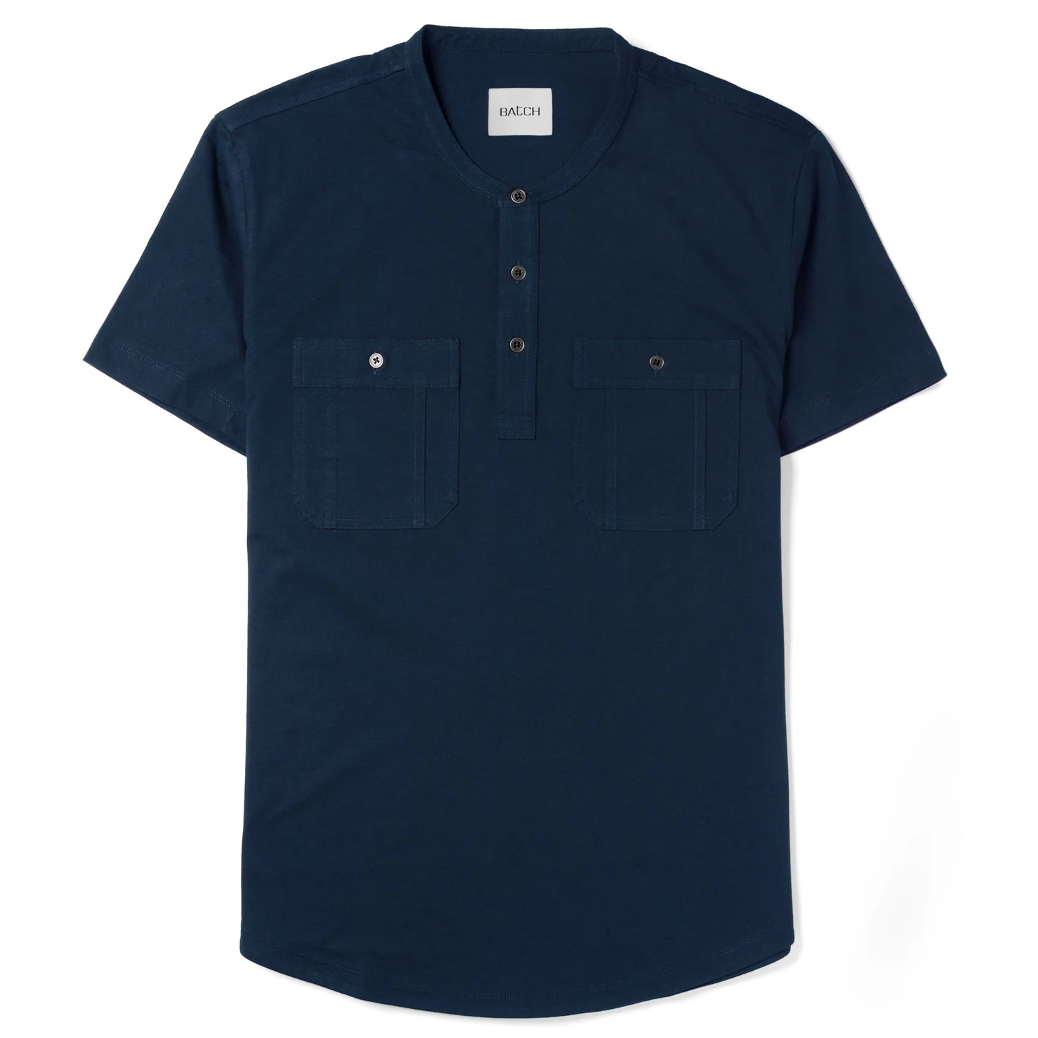 Fixer Short Sleeve Henley Shirt –  Navy Cotton Jersey - Image 2