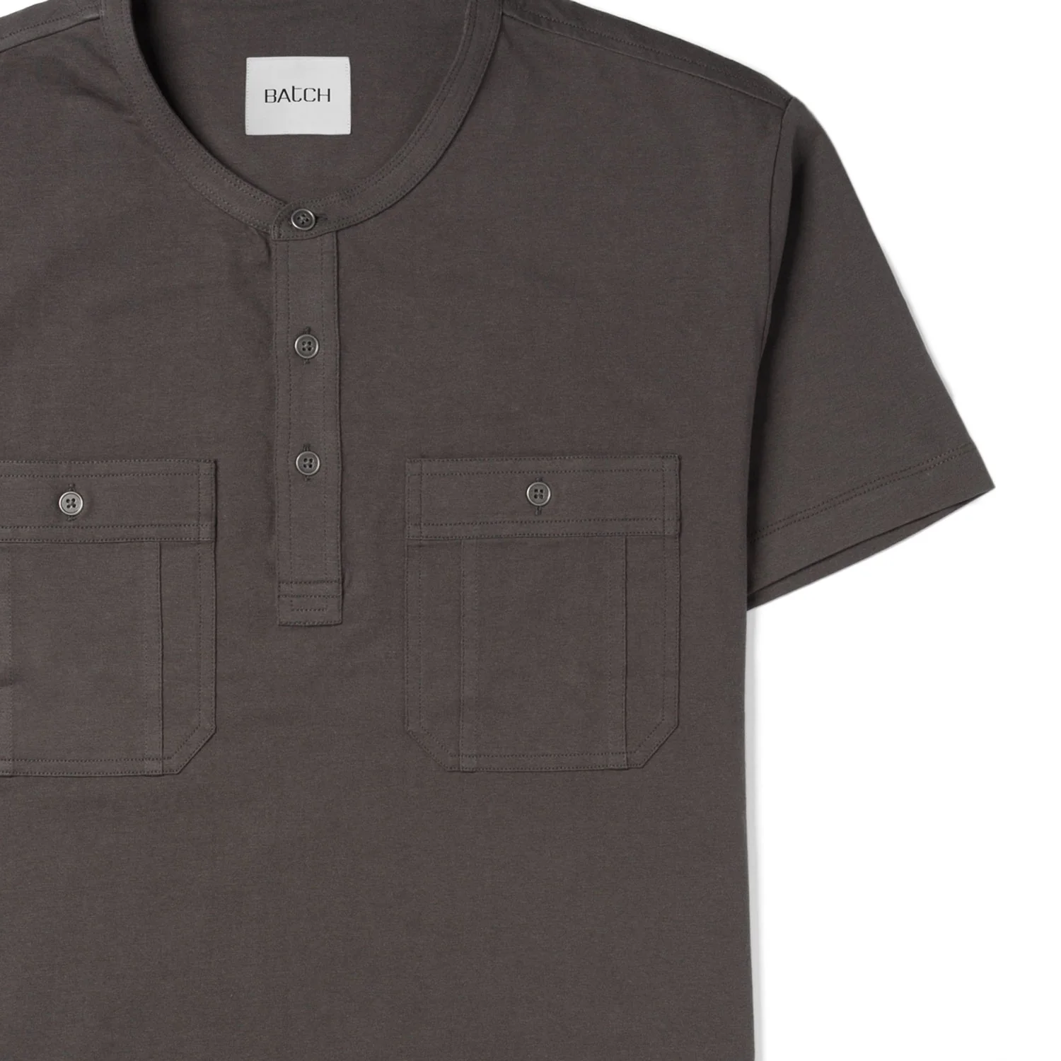 Fixer Short Sleeve Henley Shirt –  Slate Gray Cotton Jersey - Image 3