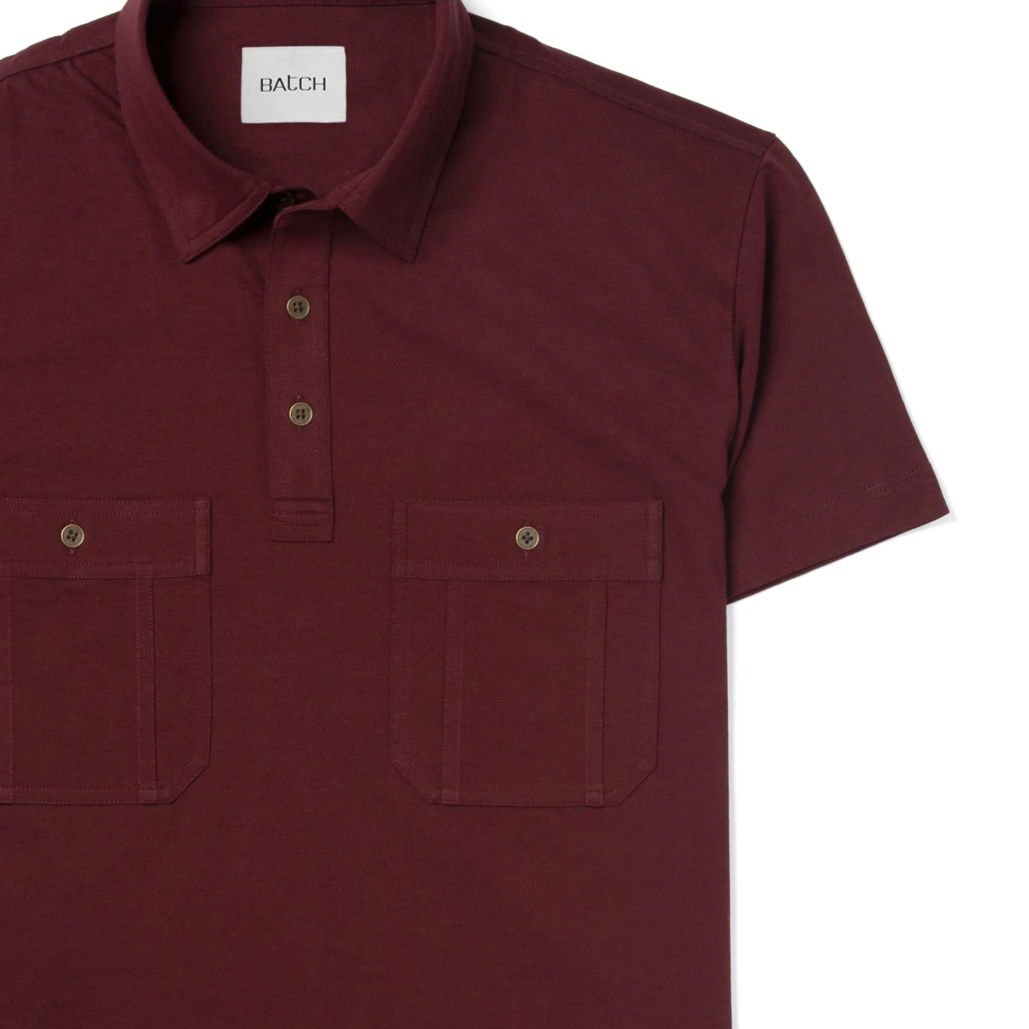 Fixer Short Sleeve Polo Shirt –  Burgundy Cotton Jersey - Image 3