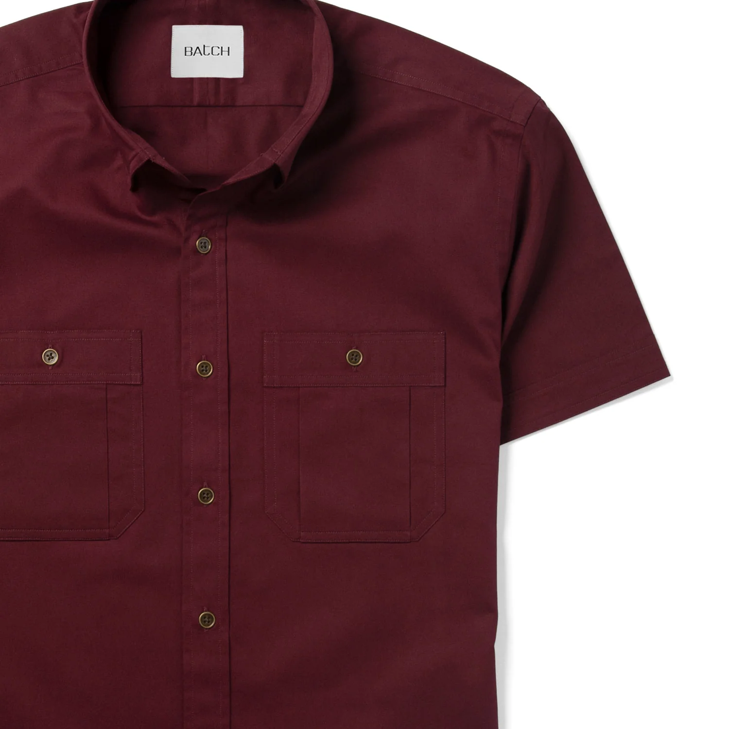 Fixer Short Sleeve Utility Shirt – Dark Burgundy Cotton Twill - Image 3