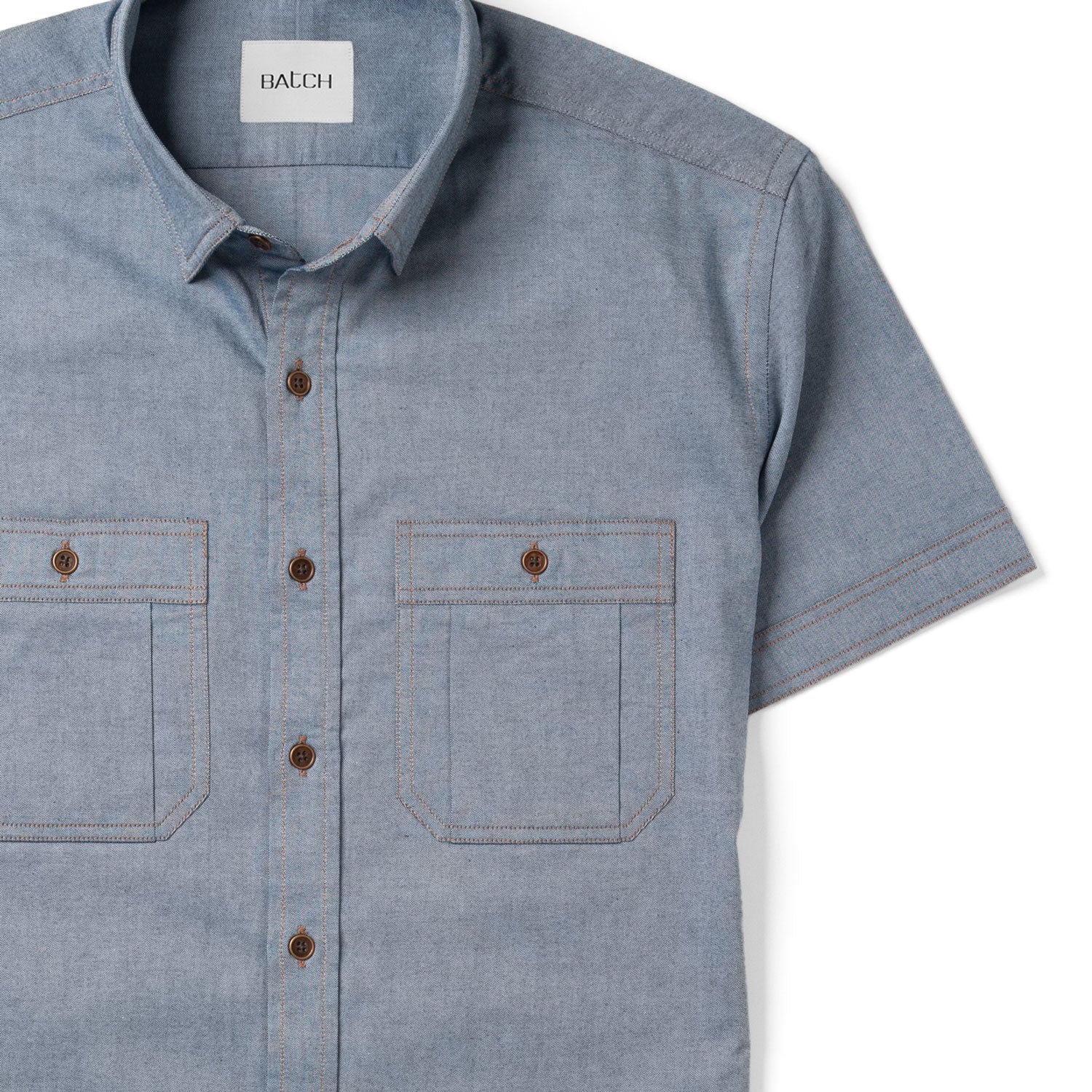 Fixer Short Sleeve Utility Shirt – Harbor Blue Cotton Oxford - Image 3