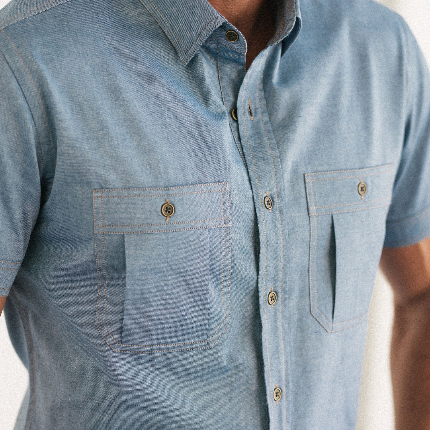 Fixer Short Sleeve Utility Shirt – Harbor Blue Cotton Oxford - Image 5