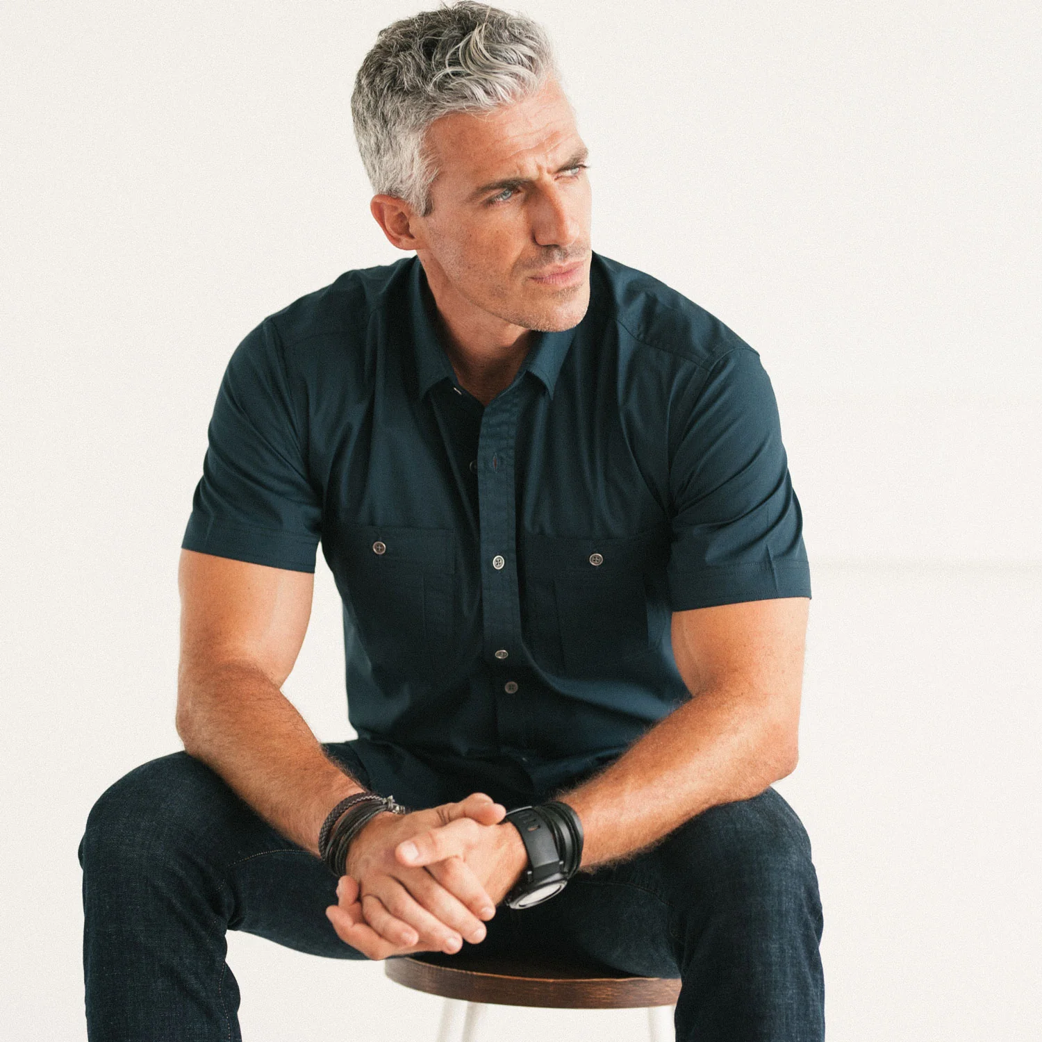 Fixer Short Sleeve Utility Shirt – Dark Navy Cotton Twill - Image 6