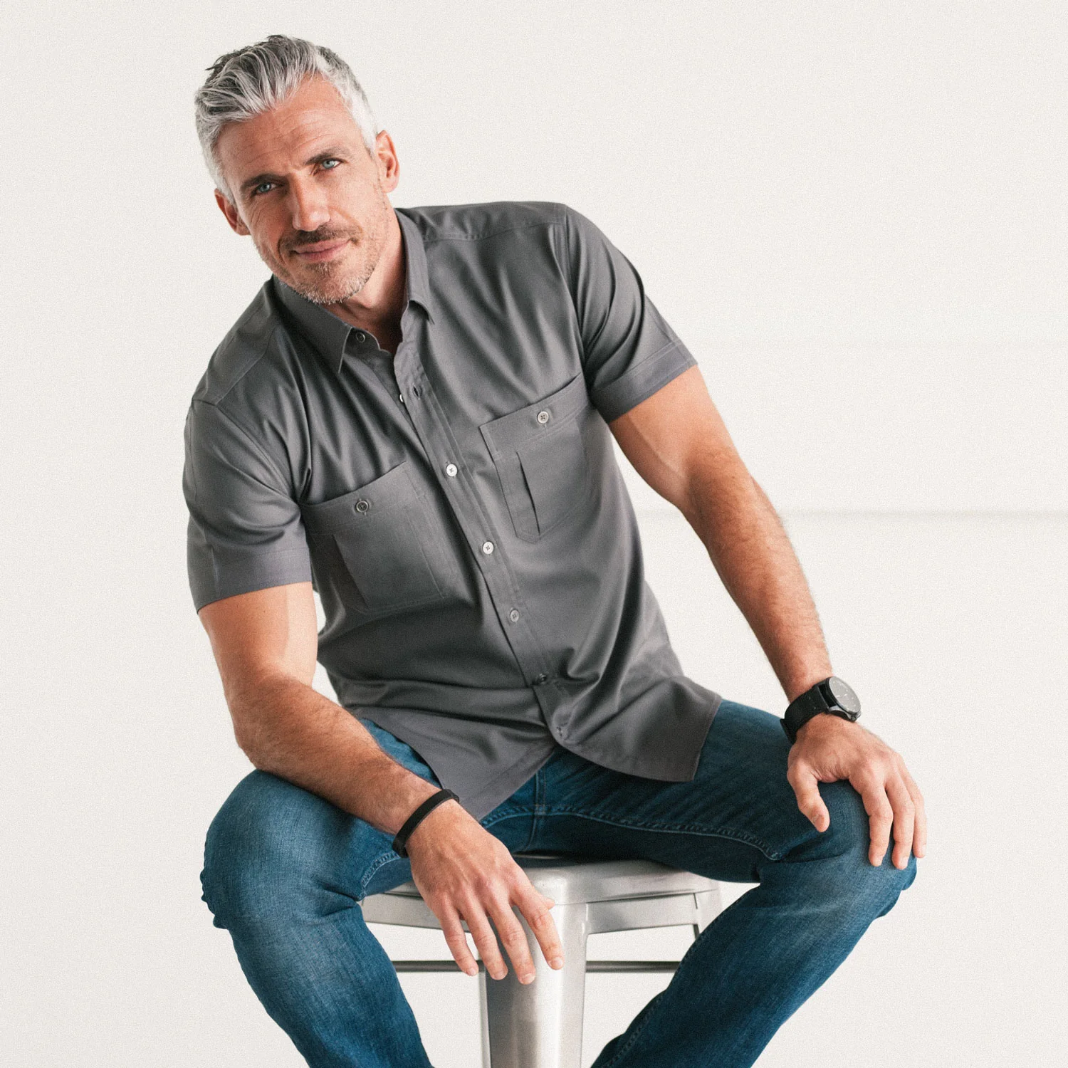 Fixer Short Sleeve Utility Shirt – Slate Gray Twill - Image 4