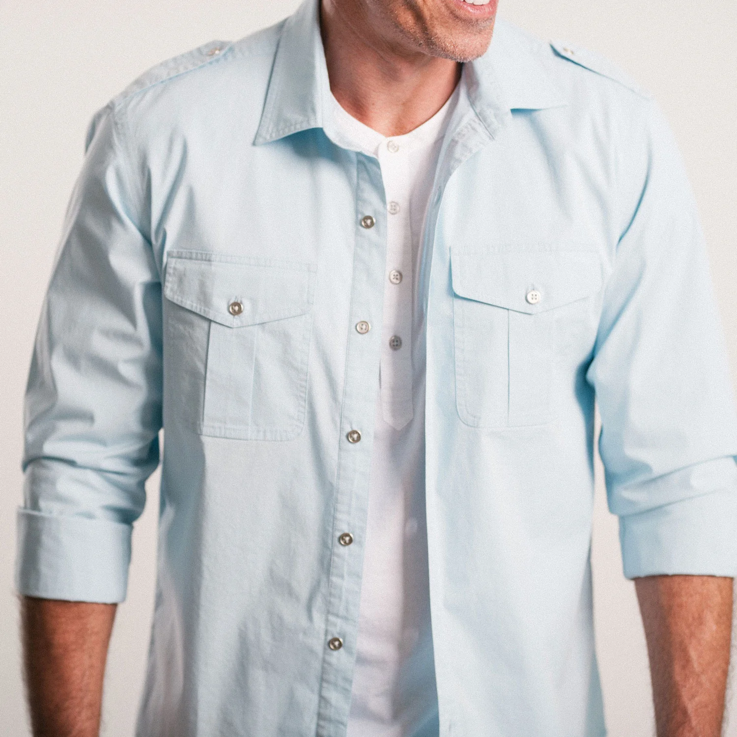 Guide Utility Shirt – Light Blue Stretch Cotton Poplin - Image 5