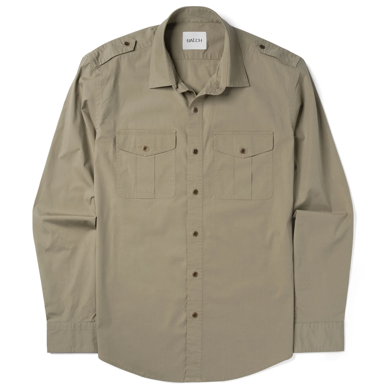 Guide Utility Shirt – Light Fatigue Green Stretch Cotton Poplin - Image 2