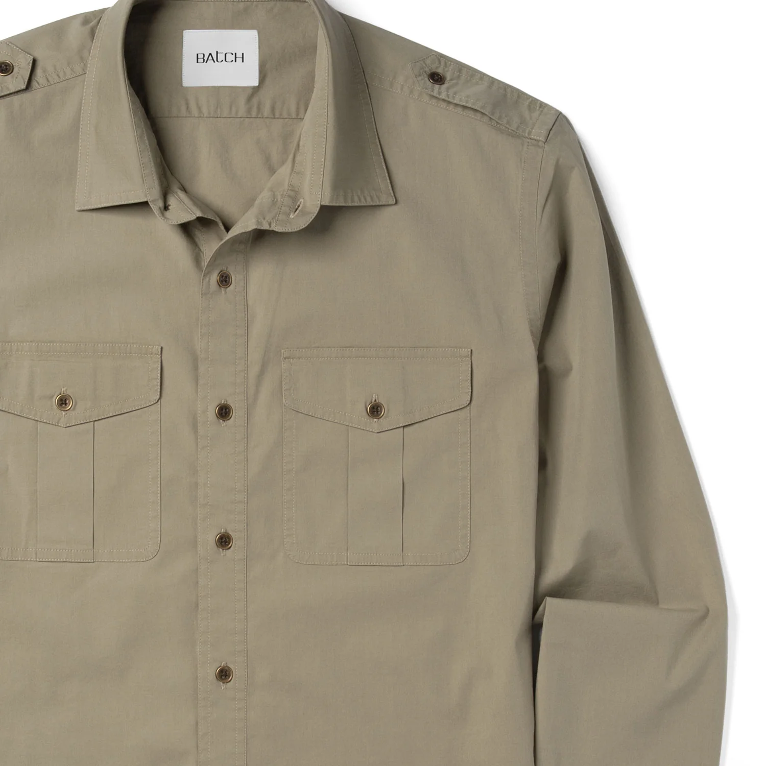 Guide Utility Shirt – Light Fatigue Green Stretch Cotton Poplin - Image 3