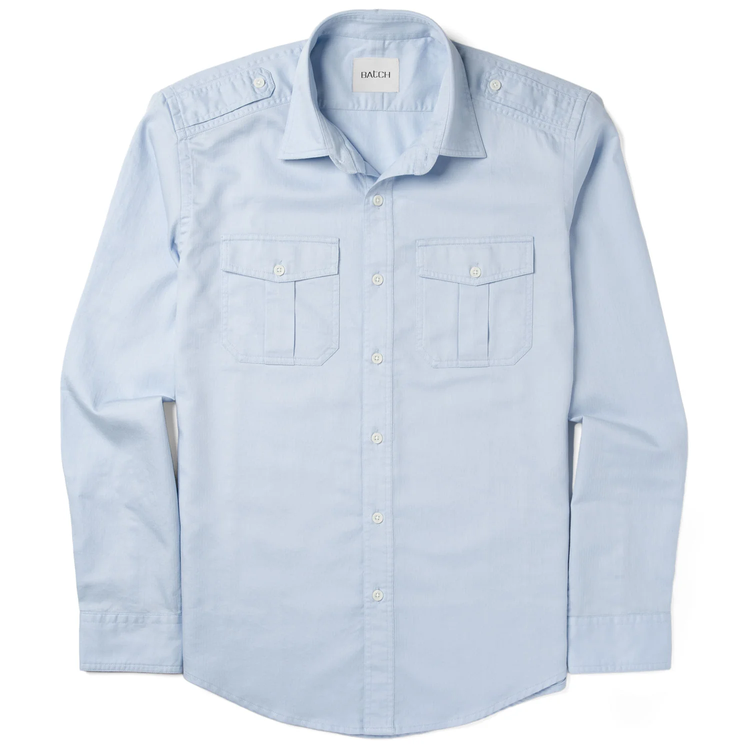 Jackson Utility Shirt – Light Blue Cotton Herringbone - Image 2