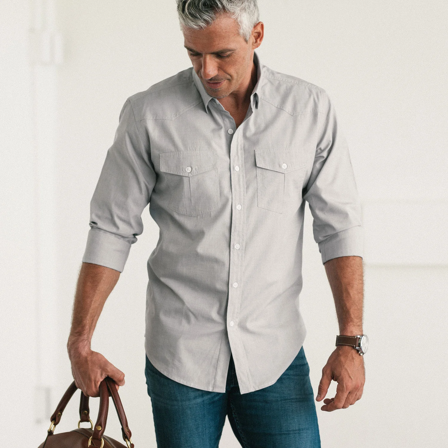 Maker Shirt – Aluminum Gray End-on-End - Image 4