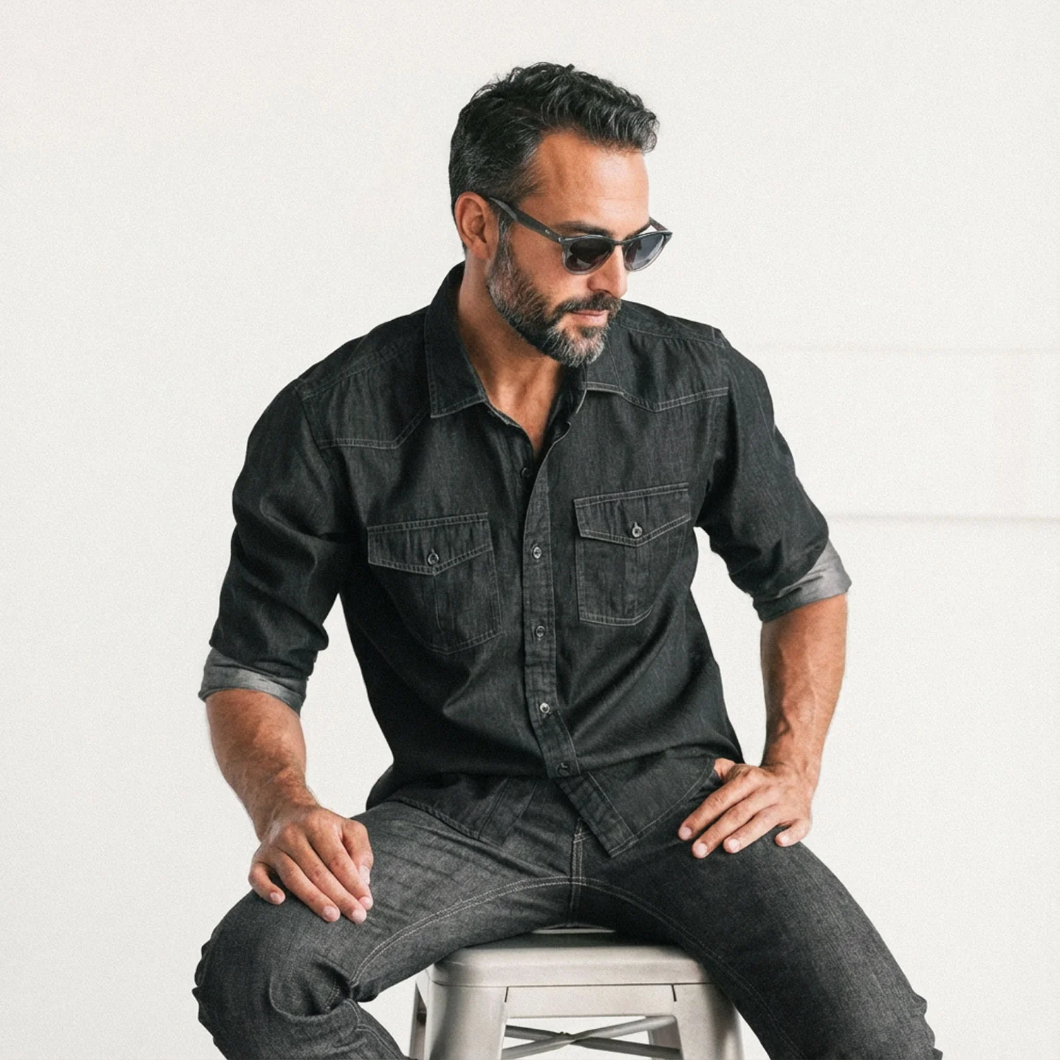 Maker Shirt – Black Cotton Denim - Image 4