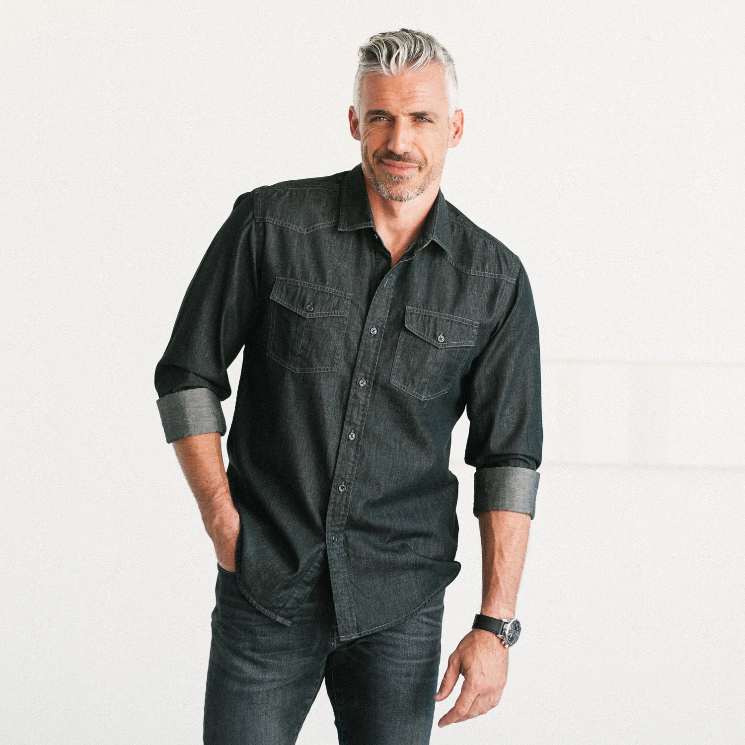Maker Shirt – Black Cotton Denim - Image 5