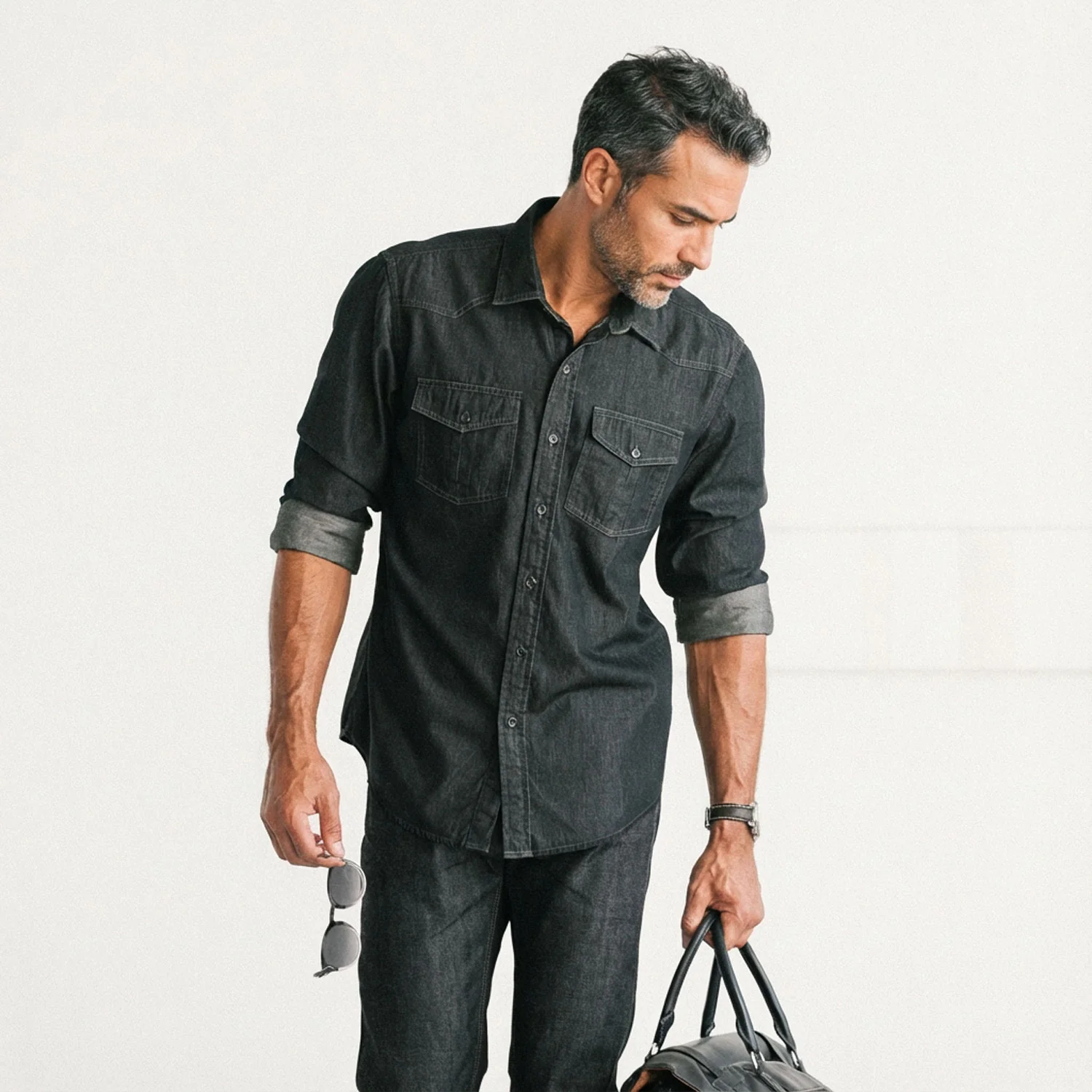 Maker Shirt – Black Cotton Denim - Image 6
