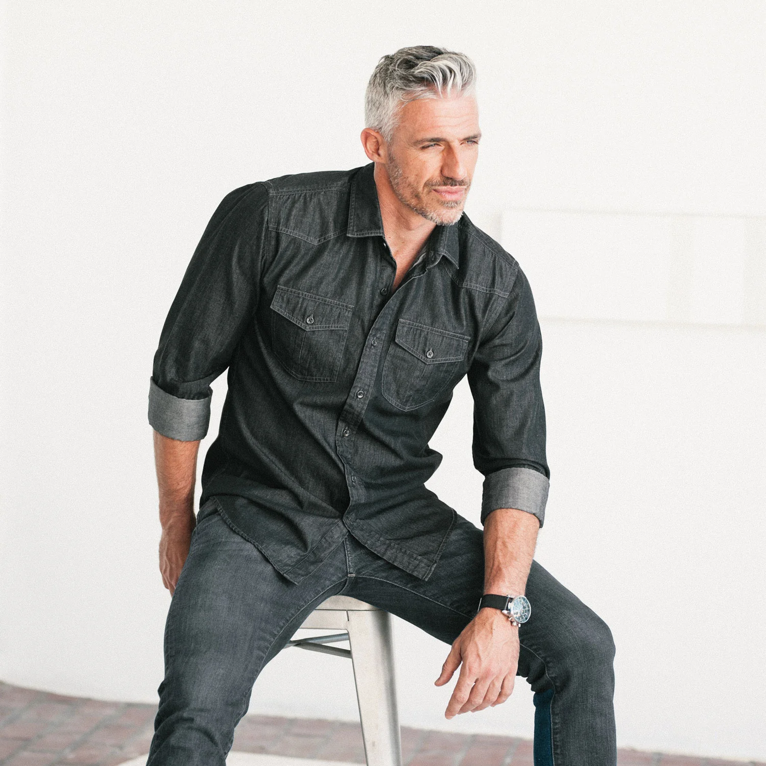 Maker Shirt – Black Cotton Denim - Image 7