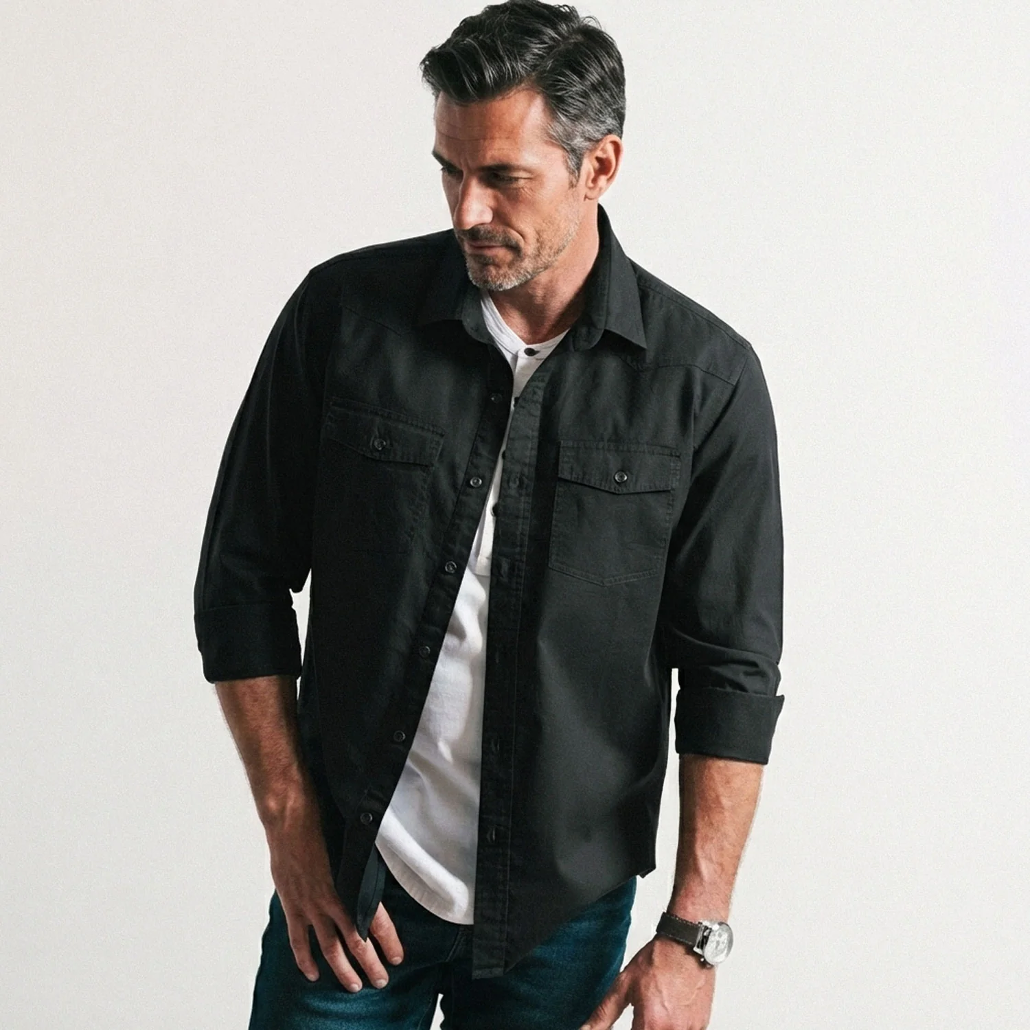Maker Shirt – Black Cotton Oxford