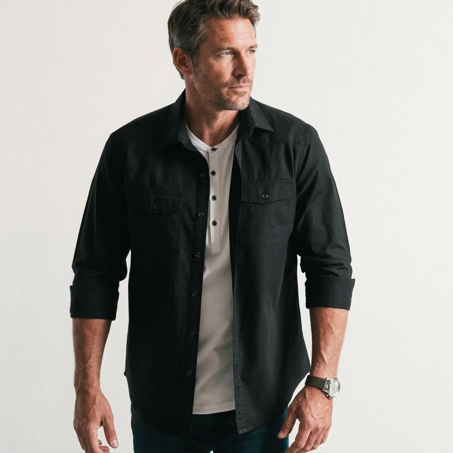 Maker Shirt – Black Cotton Oxford - Image 4