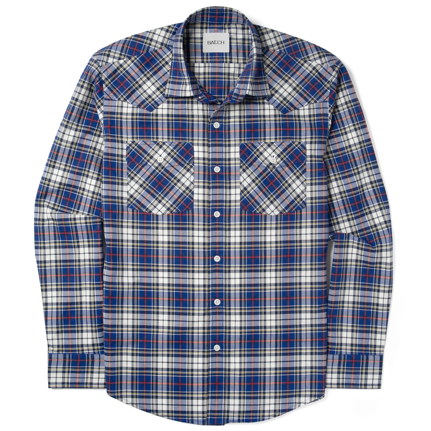 Maker Shirt – Cobalt Blue Cotton Poplin Plaid - Image 2