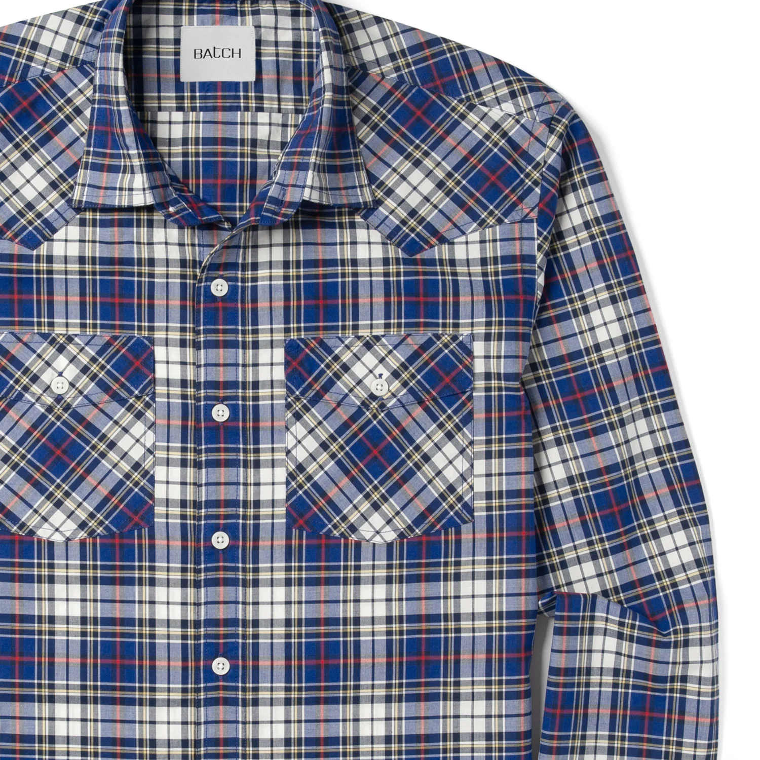 Maker Shirt – Cobalt Blue Cotton Poplin Plaid - Image 3