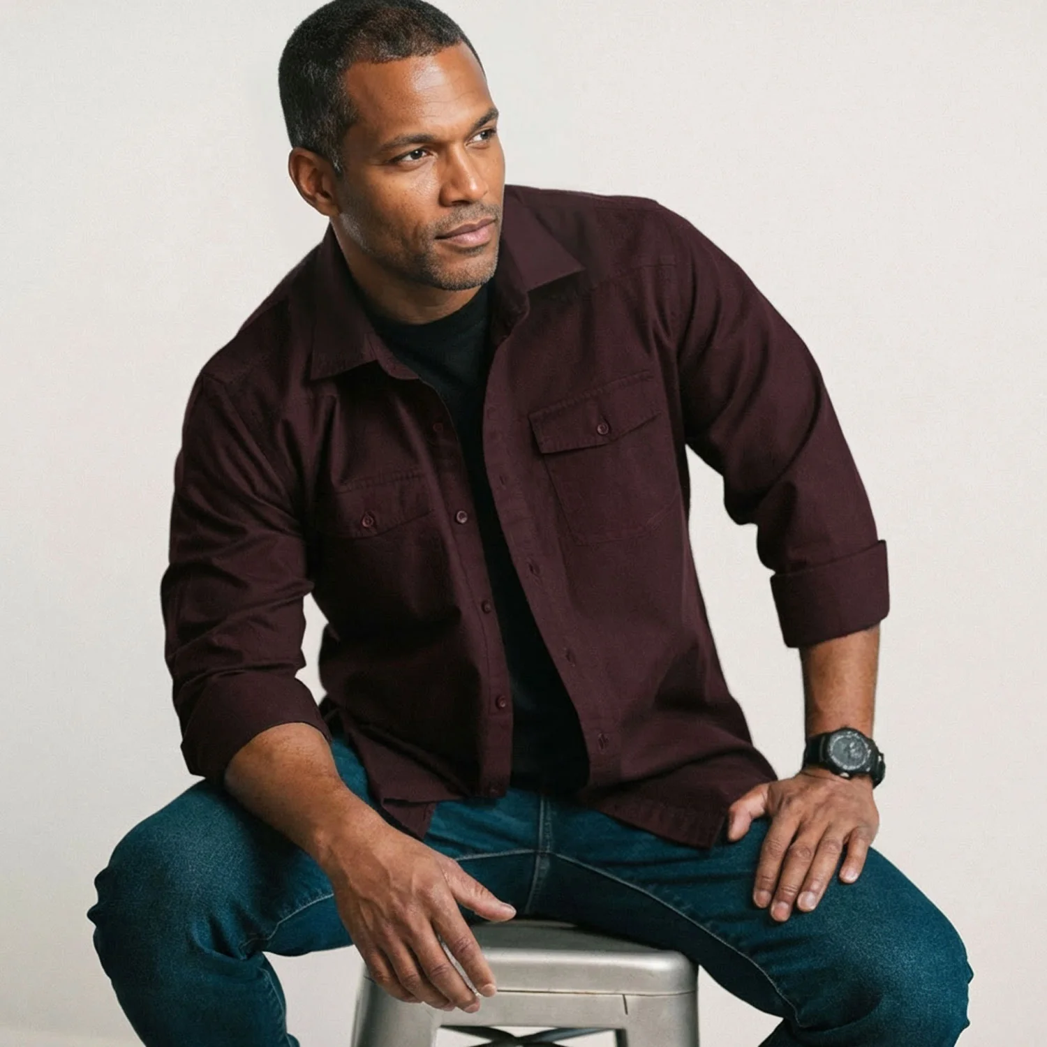 Maker Shirt – Dark Burgundy Cotton Oxford