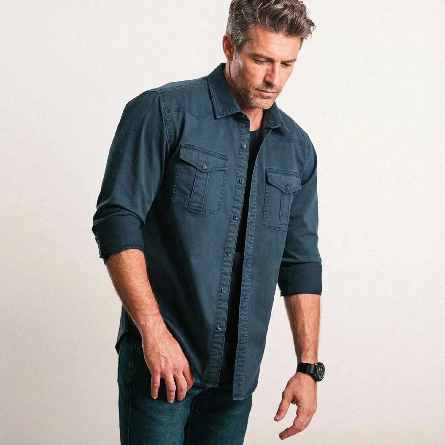 Maker Shirt Jacket – Navy Heavy Weight Cotton Twill