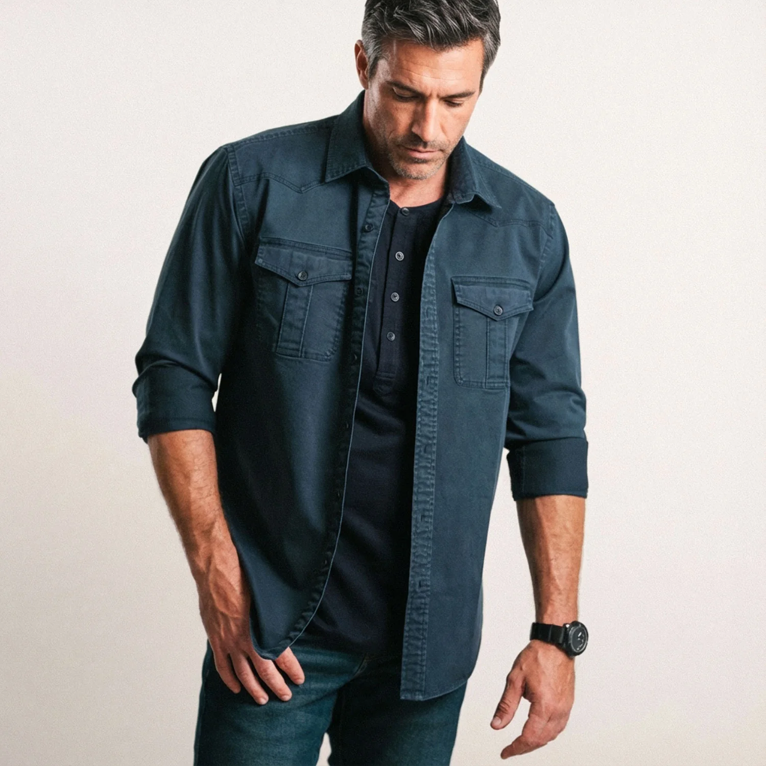 Maker Shirt Jacket – Navy Heavy Weight Cotton Twill - Image 5