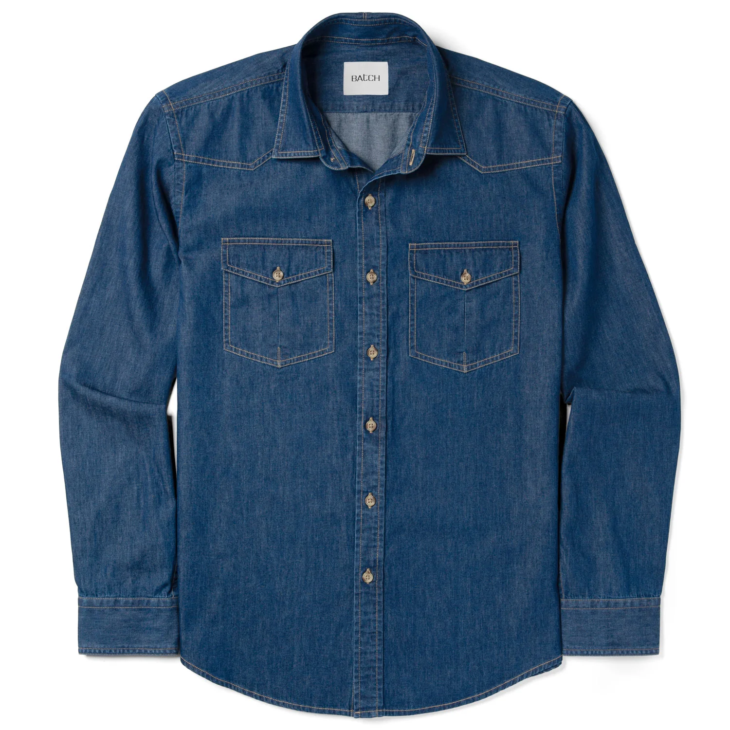 Maker Shirt – Medium Blue Cotton Denim - Image 2