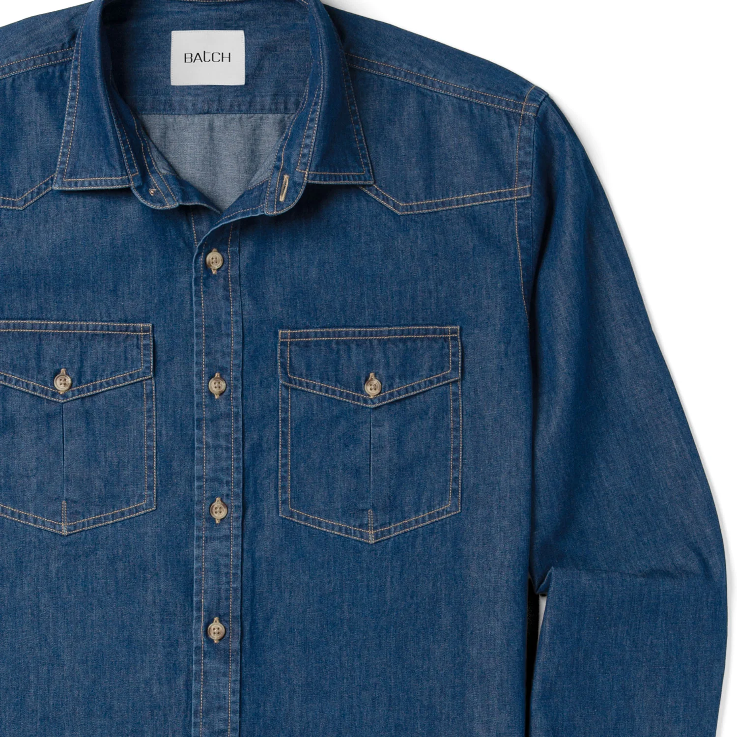 Maker Shirt – Medium Blue Cotton Denim - Image 3