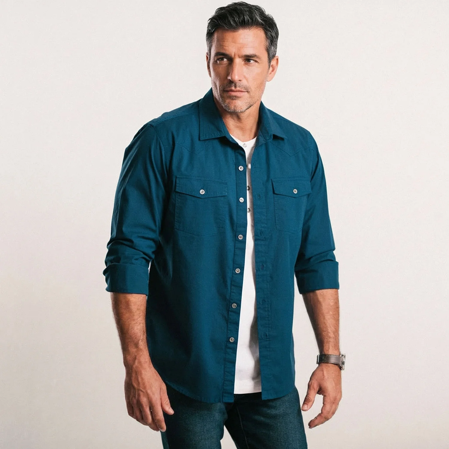 Maker Shirt – Navy Blue Stretch Poplin
