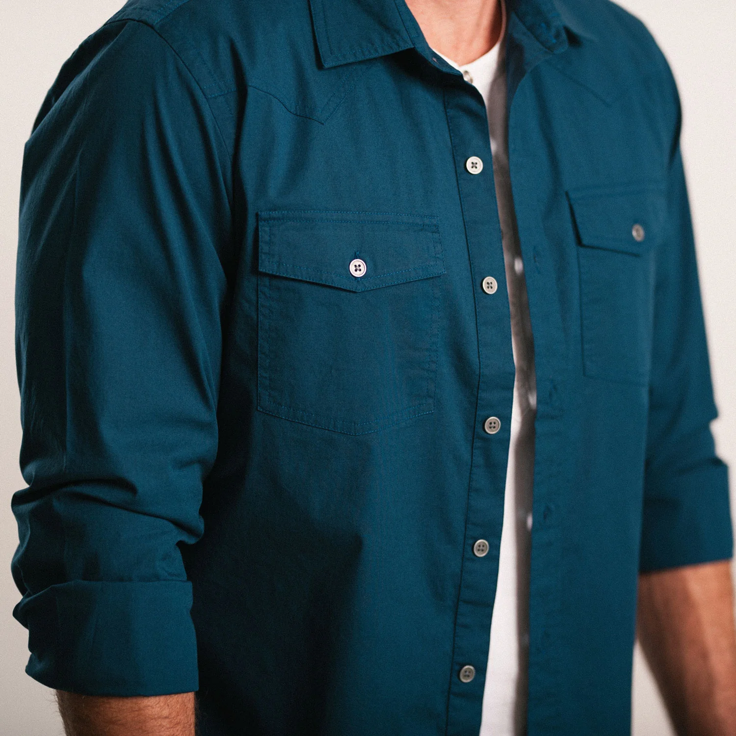 Maker Shirt – Navy Blue Stretch Poplin - Image 4