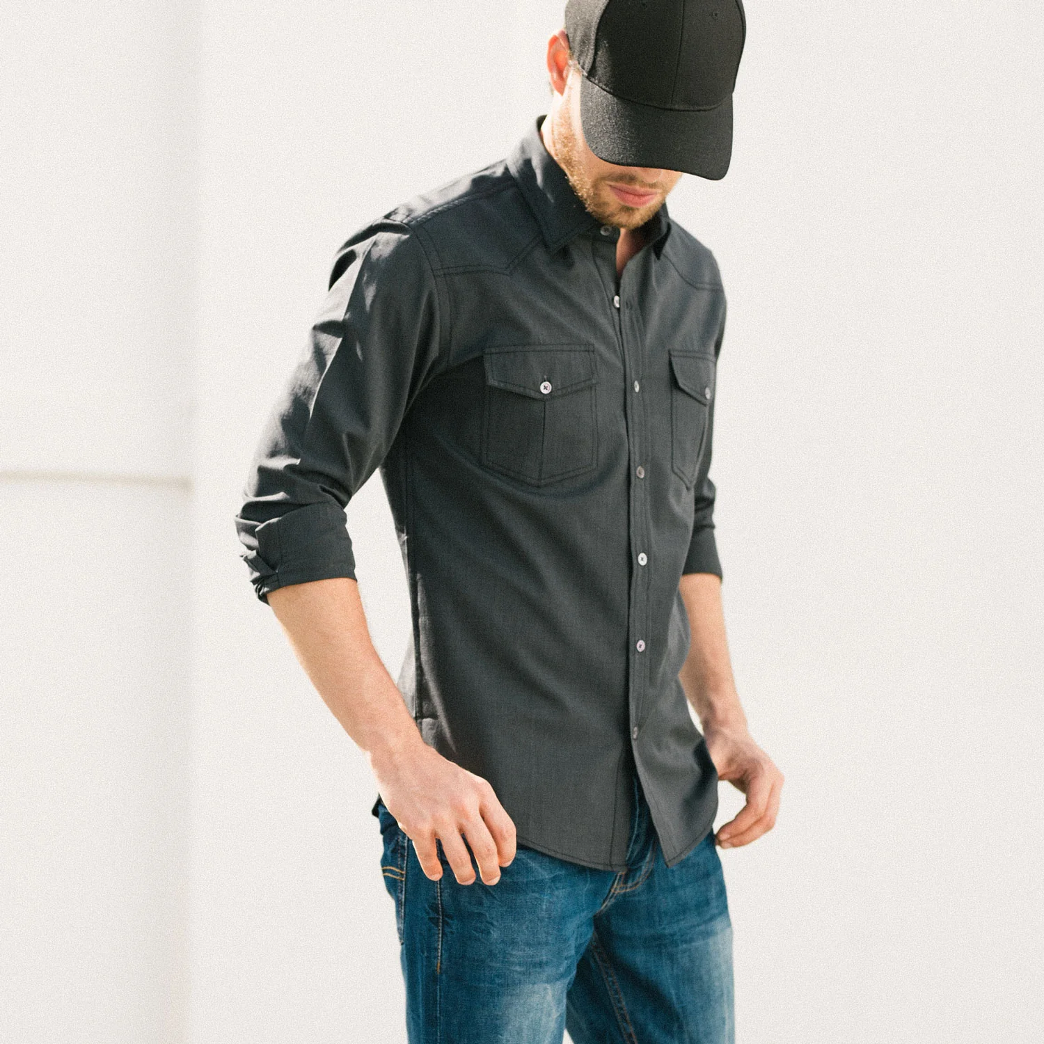 Maker Shirt – Asphalt Gray End-on-End - Image 4