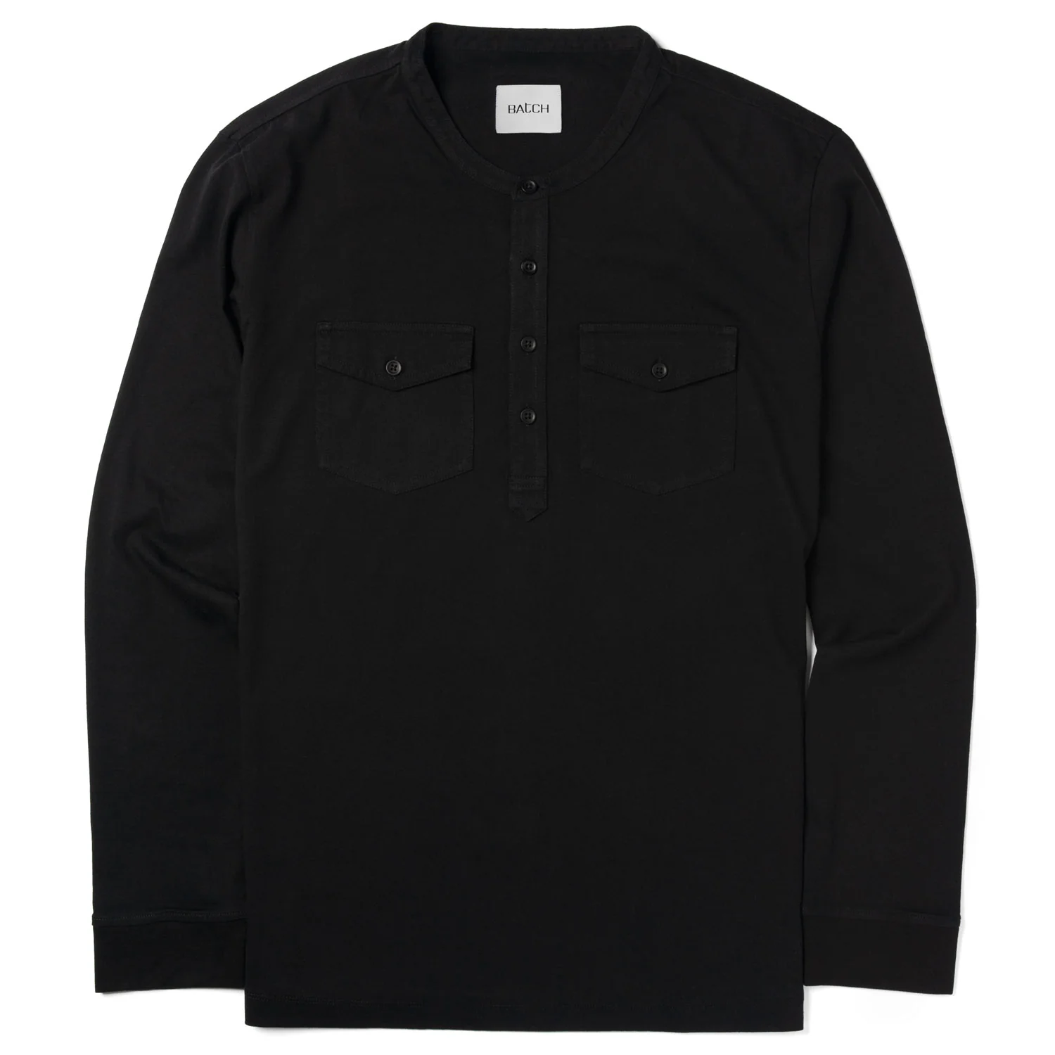 Pioneer Henley Shirt –  Jet Black Cotton Jersey - Image 2