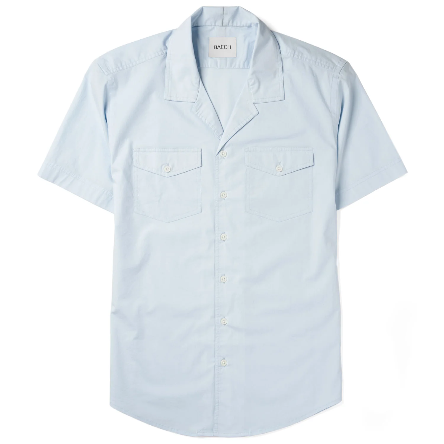 Pioneer Short Sleeve Camp Collar Shirt – Light Blue Stretch Poplin - Image 2