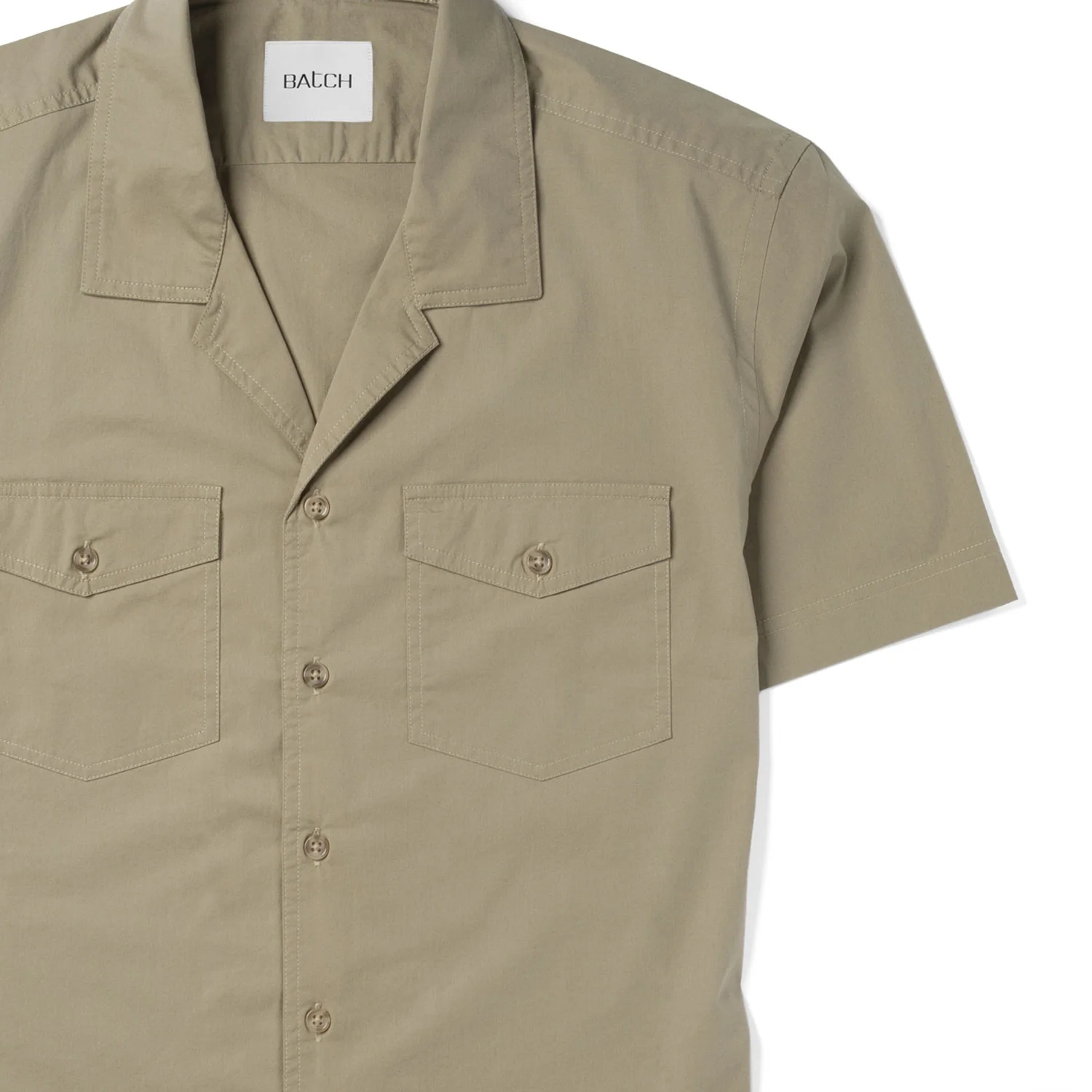 Pioneer Short Sleeve Camp Collar Shirt – Light Fatigue Stretch Poplin - Image 3
