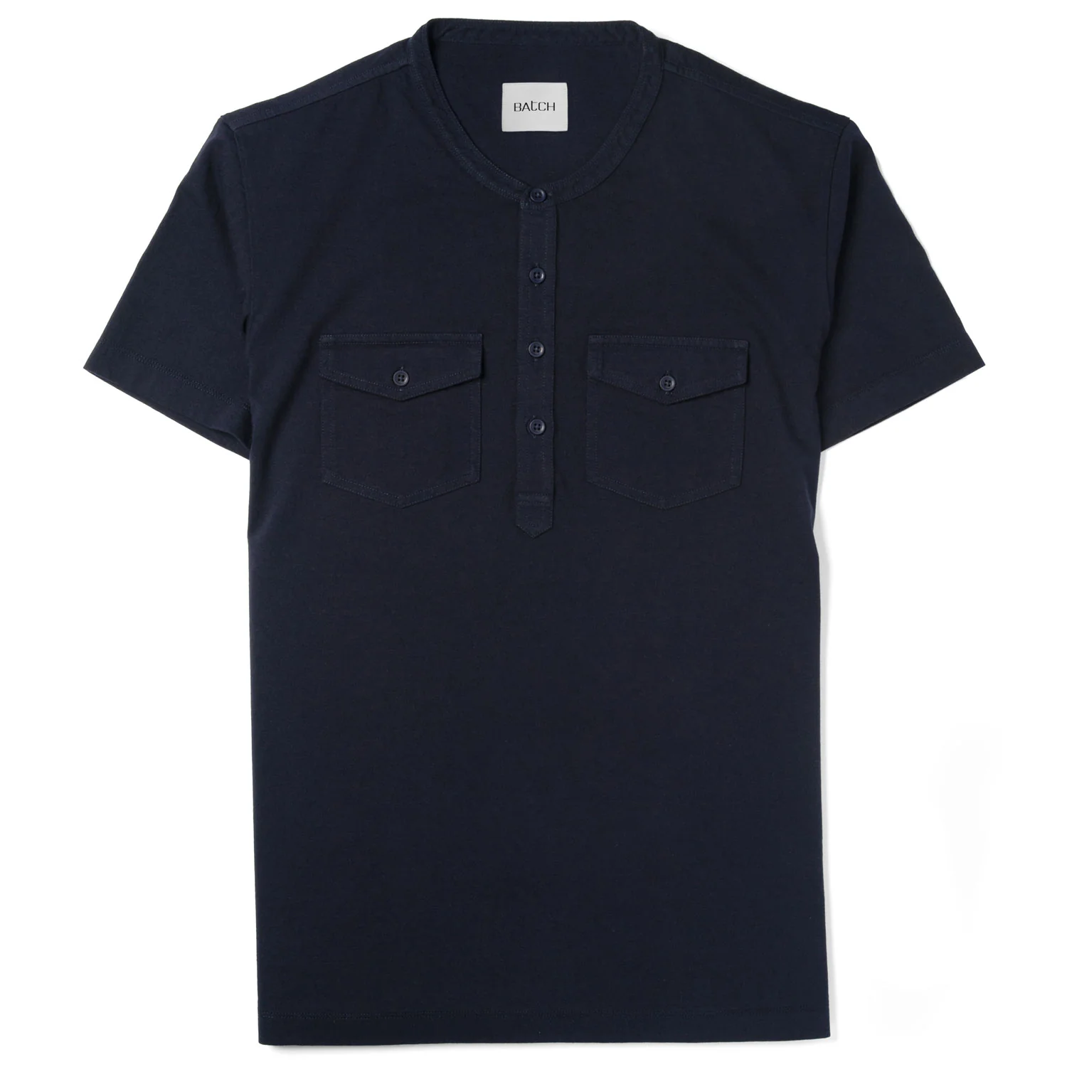 Pioneer Short Sleeve Henley Shirt – Navy Cotton Jersey - Image 2