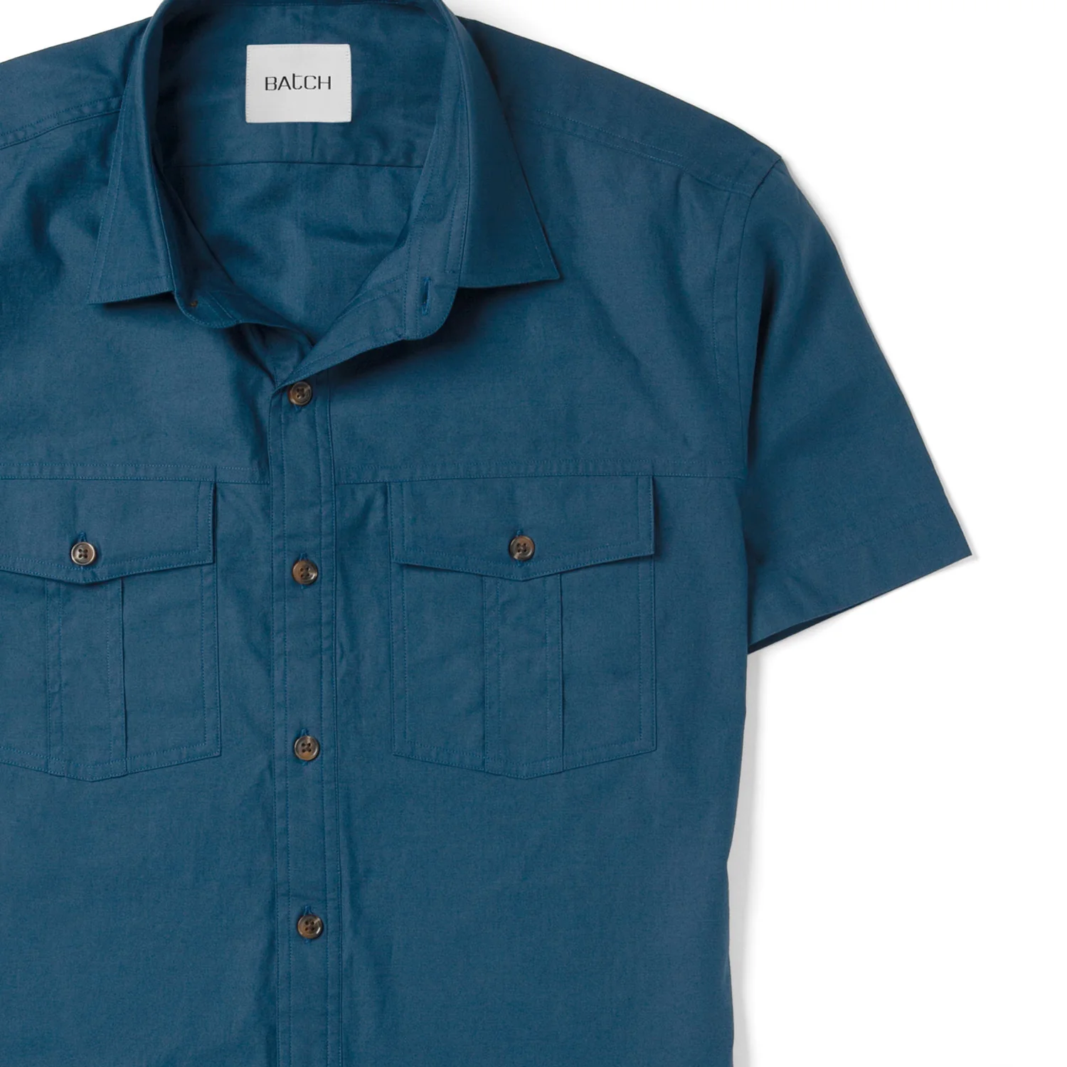 Primer Short Sleeve Utility Shirt – Cobalt Blue Mercerized Cotton - Image 3