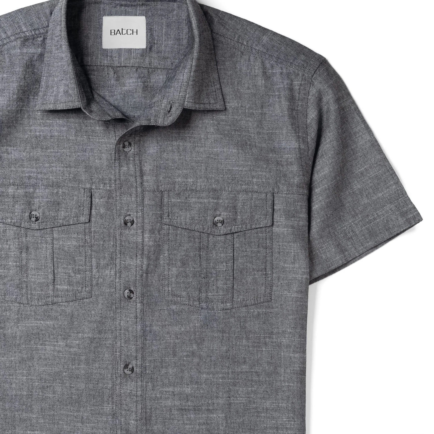 Primer Short Sleeve Utility Shirt – Flint Gray Slub Chambray - Image 3
