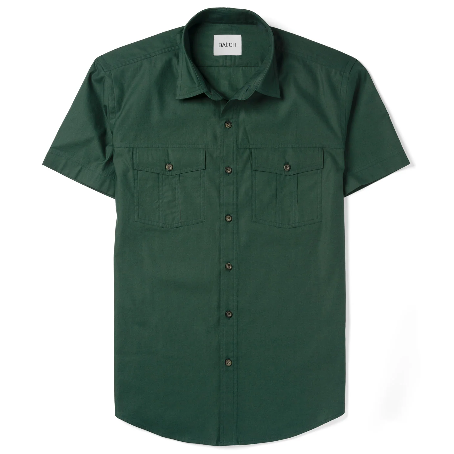 Primer Short Sleeve Utility Shirt – Forest Green Mercerized Cotton - Image 2