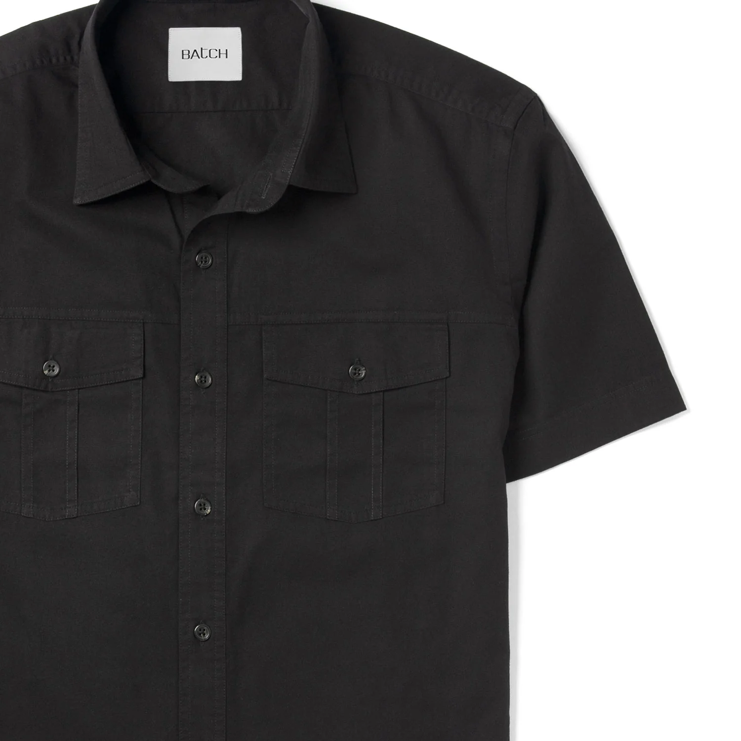 Primer Short Sleeve Utility Shirt – Jet Black Cotton Twill - Image 3
