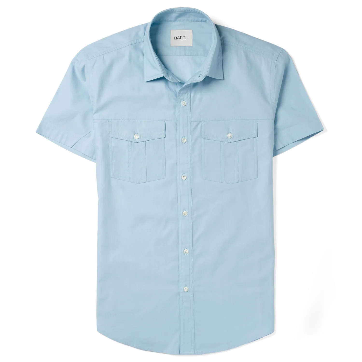 Primer Short Sleeve Utility Shirt – Light Blue Cotton Twill - Image 2