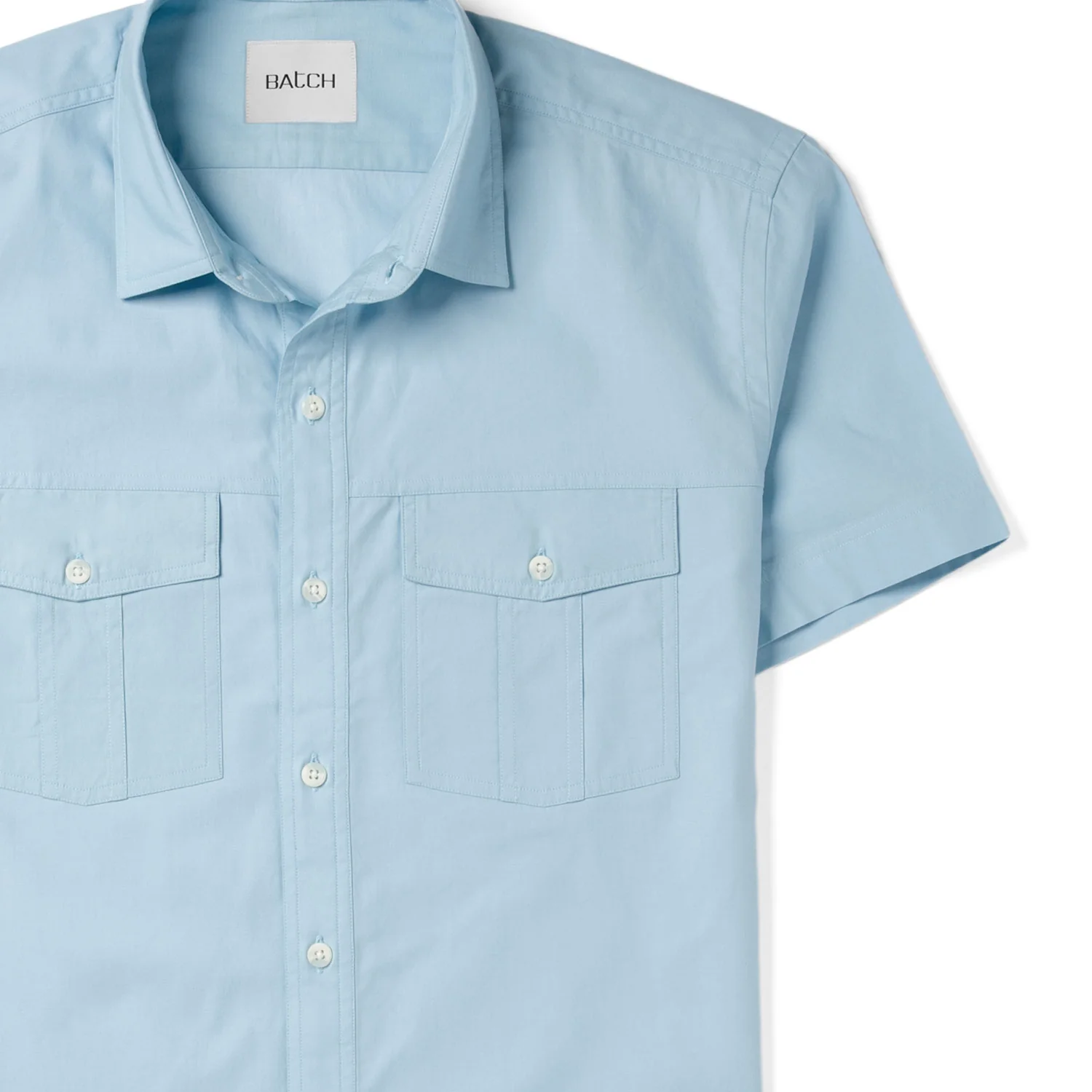 Primer Short Sleeve Utility Shirt – Light Blue Cotton Twill - Image 3