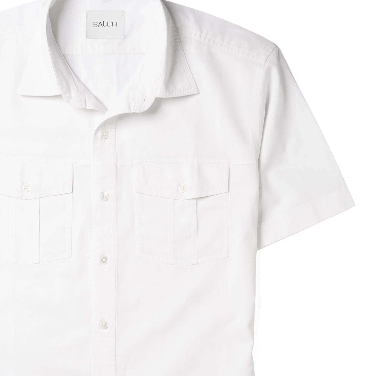 Primer Short Sleeve Utility Shirt – Pure White Cotton Twill - Image 2
