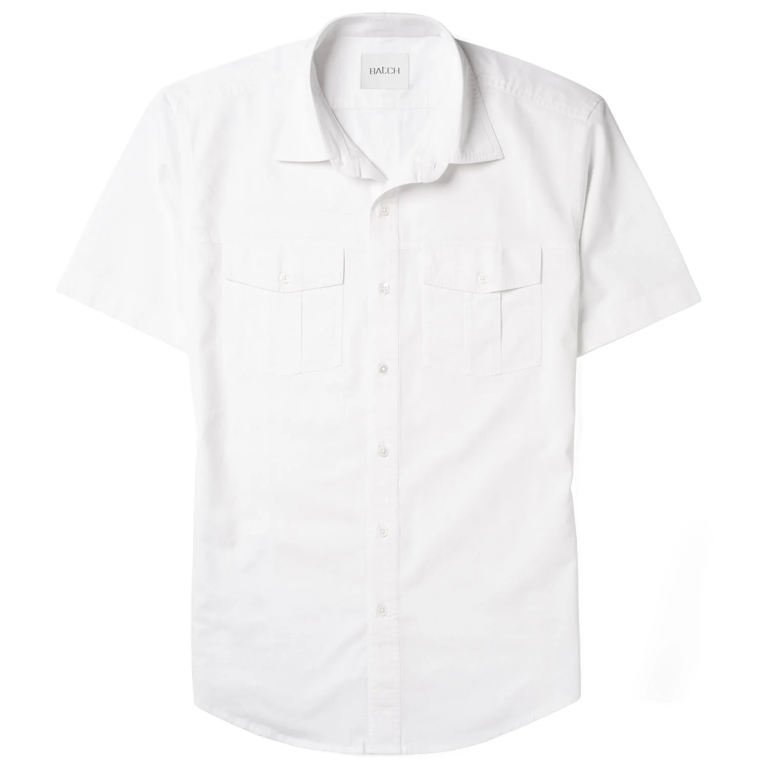 Primer Short Sleeve Utility Shirt – Pure White Cotton Twill - Image 3